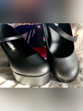 Funtasma Matte Black Platform Mary Jane Heels Halloween Cosplay